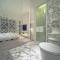 白色现代风格浴室雕花隔断装潢
