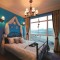 2016蓝色浪漫地中海风格卧室装修效果图片