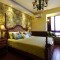 黄色东南亚风格卧室大花壁纸美图