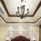 褐色美式风格卧室吊顶装饰图